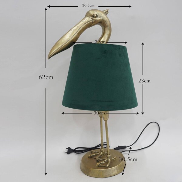 KARE Stolová lampa Kare Pelican, zlatá, ľan, výška 62 cm, E27, Mosadz / zlato, Obývacia izba / jedáleň, Textil / látka / hodváb, Moderný, Stojacie svietidlo