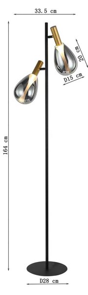 KARE Stojacia lampa Kare Fari, sivá, sklo, výška 164 cm, 2-pl., G9, Jasné / priehľadné, Obývacia izba / jedáleň, Sklo, Moderný
