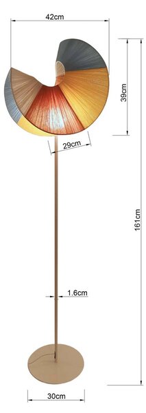 KARE Stojacia lampa Kare Sella, béžová, oceľ/bavlna, 161 cm, G9, Krémová / jantárovo žltá, Obývacia izba / jedáleň, Textil / látka / hodváb, Vidiecky / Rustikálny, Stojaca lampa