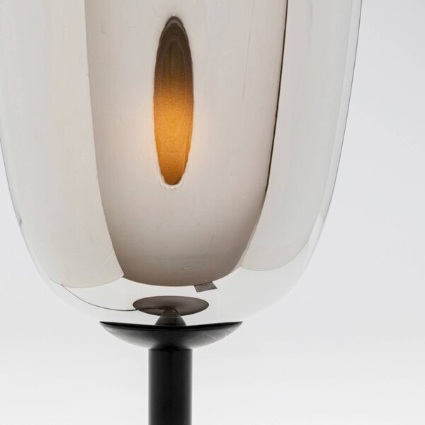 KARE Stolová lampa Kare Columbo, čierna, sklo, výška 39 cm, G9, Jasné / priehľadné, Obývacia izba / jedáleň, Sklo, Moderný, Stojacie svietidlo