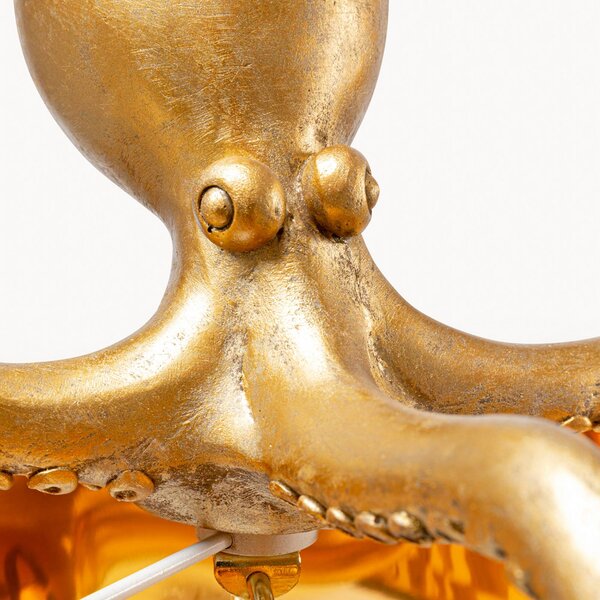 KARE Stolová lampa Kare Octopus, zlatá, textil, výška 47 cm, Mosadz / zlato, Obývacia izba / jedáleň, Textil / látka / hodváb, Moderný, Stojacie svietidlo