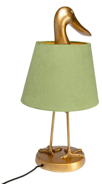 KARE Stolová lampa Kare Duck, zelená, ľan, výška 61 cm, E27, Zelená, Obývacia izba / jedáleň, Textil / látka / hodváb, Moderný, Stojacie svietidlo