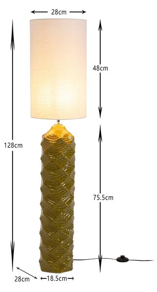 KARE Stojacia lampa Kare Luma, zelená, bavlna/keramika, 128 cm, Zelená, Obývacia izba / jedáleň, Textil / látka / hodváb, Škandinávsky, Stojaca lampa
