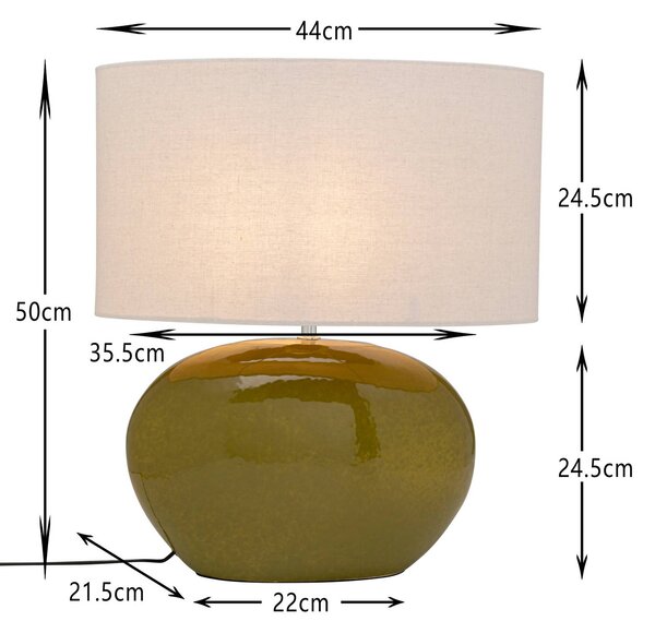 KARE Stolová lampa Kare Beo, zelená, bavlna, výška 50 cm, E27, Zelená, Obývacia izba / jedáleň, Textil / látka / hodváb, Škandinávsky, Stojacie svietidlo