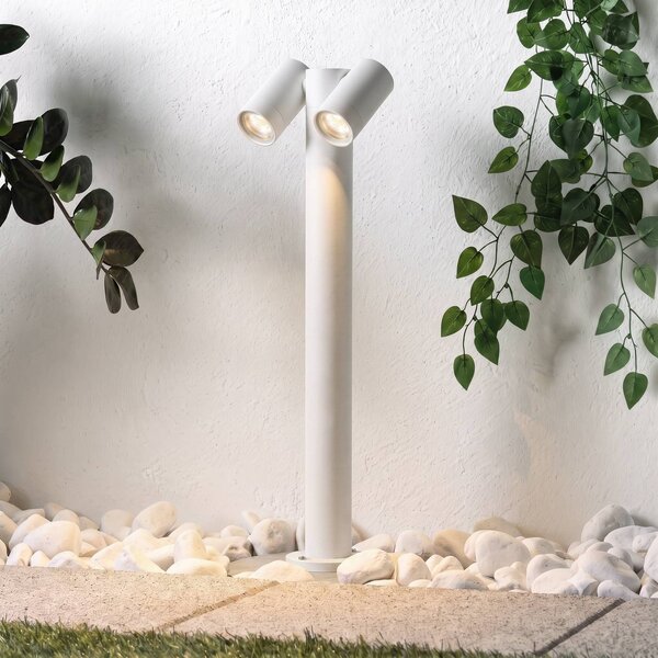 PRIOS Chodníkové svetlo Tulimar, 2-pl., 60 cm, biele, IP65, Biela / opálová, Hliník, Moderný, Osvetlenie príjazdovej cesty