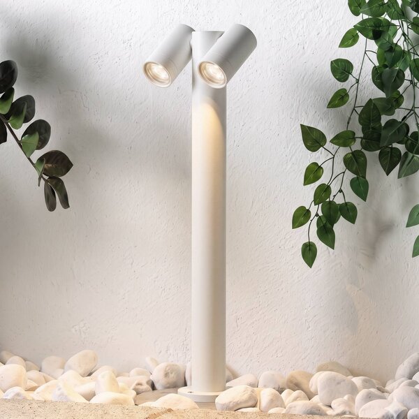 PRIOS Chodníkové svetlo Tulimar, 2-pl., 60 cm, biele, IP65, Biela / opálová, Hliník, Moderný, Osvetlenie príjazdovej cesty