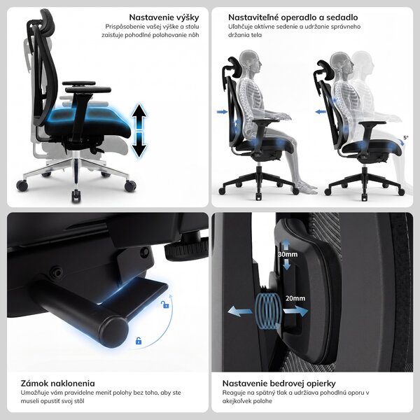Ergonomická kancelárska stolička tmavomodrá VECTOR