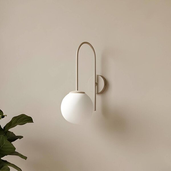 Luminex Nástenné svetlo Cambridge, béžová, výška 34 cm, kov/sklo, E14, Krémová / jantárovo žltá, Obývacia izba / jedáleň, kov, Moderný, Nástenné svietidlo