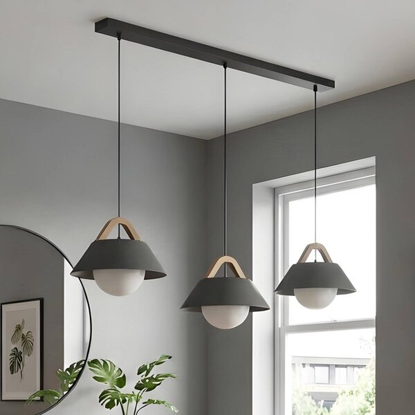 Luminex Závesné svietidlo Funda, čierna, dĺžka 110 cm, 3-pl., kov/sklo, Čierna, Obývacia izba / jedáleň, kov, Škandinávsky, Závesné svietidlo