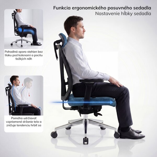 Ergonomická kancelárska stolička tmavomodrá VECTOR