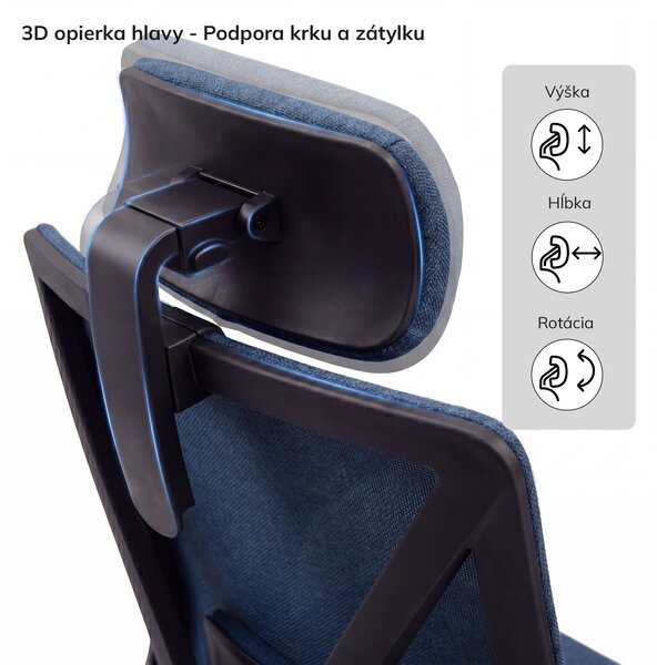 Ergonomická kancelárska stolička tmavomodrá VECTOR