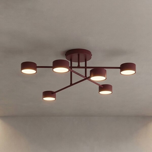 EMIBIG LIGHTING Stropné svietidlo HALO, tmavočervené, Ø 60 cm, 6-pl., kovové, GX53, Červená, Obývacia izba / jedáleň, kov, Moderný, Stropné svetlo