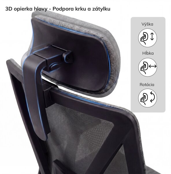 Ergonomická kancelárska stolička tmavosivá VECTOR