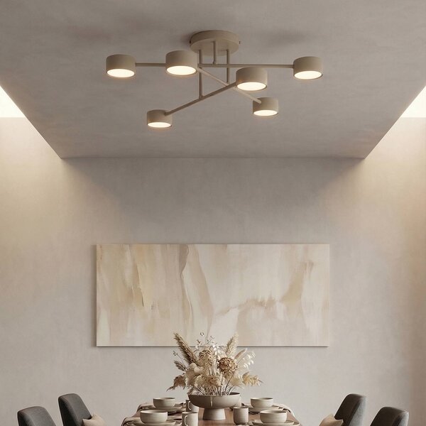 EMIBIG LIGHTING Stropné svietidlo HALO, béžové, Ø 60 cm, 6-pl., kovové, GX53, Krémová / jantárovo žltá, Obývacia izba / jedáleň, kov, Moderný, Stropné svetlo