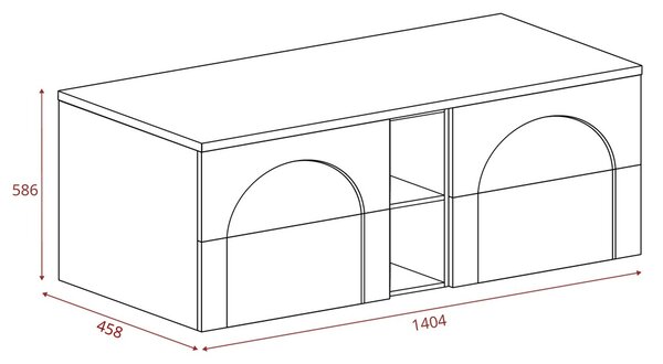 AURA kašmír K140D závesná skrinka pod umývadlo 140 cm