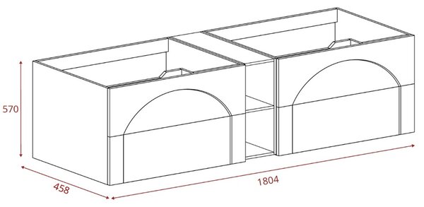 AURA kašmír K180D závesná skrinka pod umývadlo 180 cm