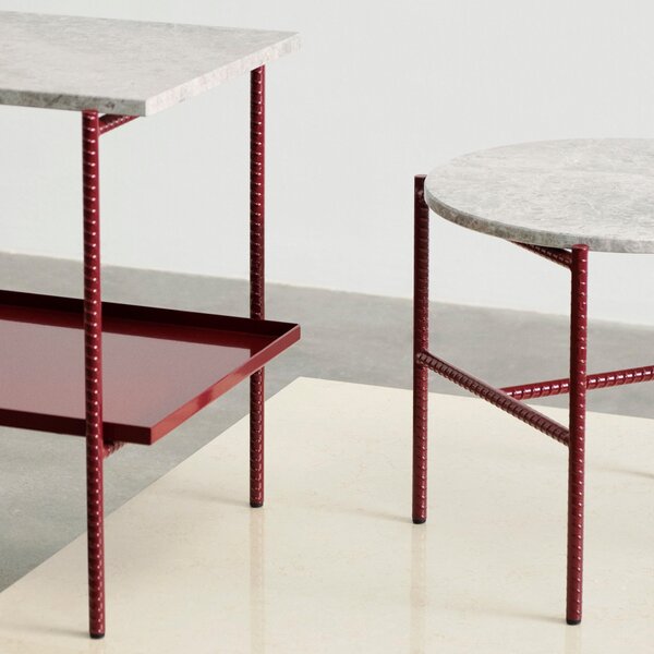 Odkladací stolík Rebar, Ø45x40, Red + Grey Marble – HAY