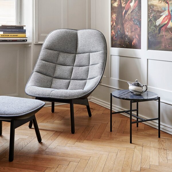 Odkladací stolík Rebar, Ø45x40, Red + Grey Marble – HAY