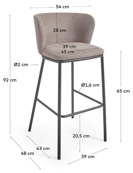 MUZZA Barová stolička arun 65 cm hnedá