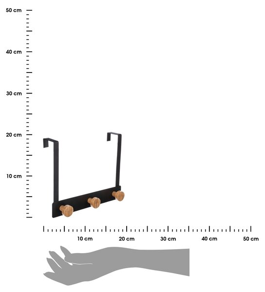 Držiak na uteráky Black Bamb 1, čierna/s drevenými prvkami