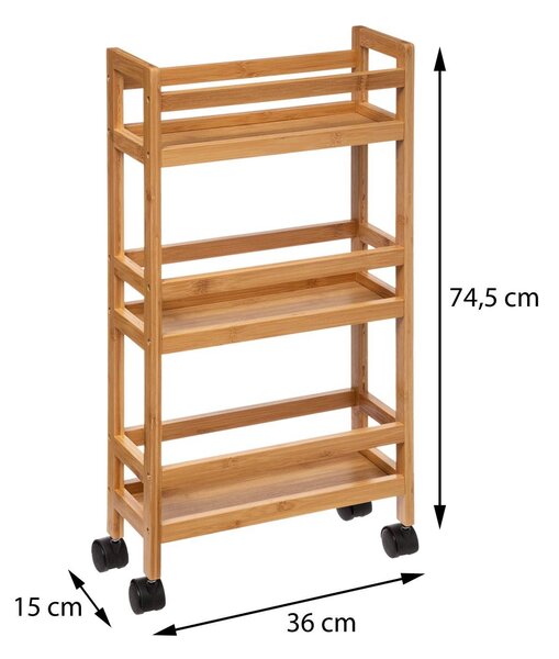 Polička do kúpeľne na kolieskach Bamboo, bambus
