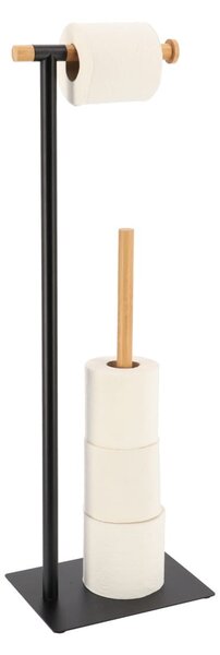 Stojan na toaletný papier Black Bamboo, čierna/s drevenými prvkami