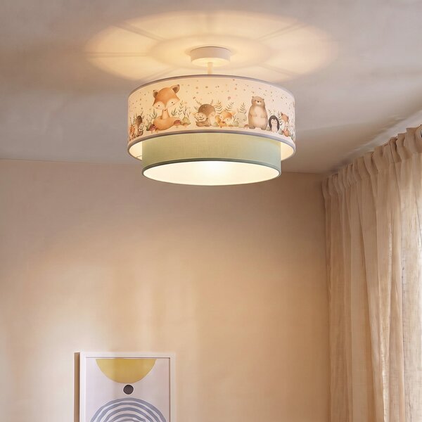 Stropné Lampa Duolla, Boho, Zelená, Detská izba, Tkanina / Textil