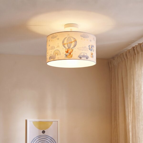 Stropné Lampa Duolla, Kids Print, Modrá, Detská izba, Tkanina / Textil