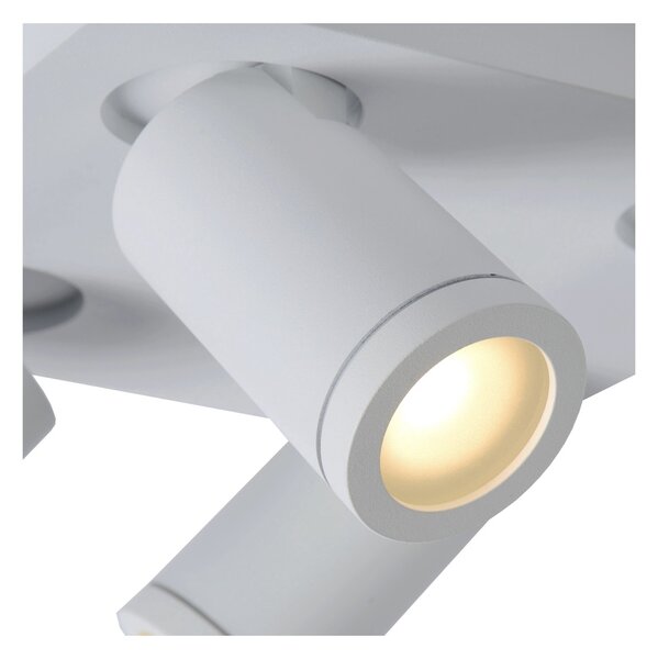 Lucide 09930/20/31 stropné bodové svietidlo 4x5W | LED GU10 | 4x320lm | 2200K / 3000K | IP44 - žiarovka je súčasťou balenia, biela, nastaviteľné, stmievateľné, CCT