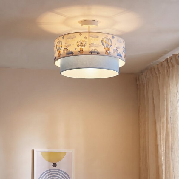 Stropné Lampa Duolla, Boho, Modrá, Detská izba, Tkanina / Textil