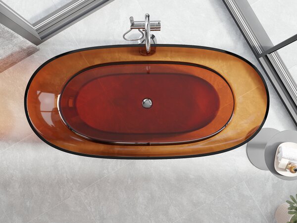 Mexen Pure Earth voľne stojaca vaňa transparentná 170 x 80 cm, zátka chróm - 58071708005