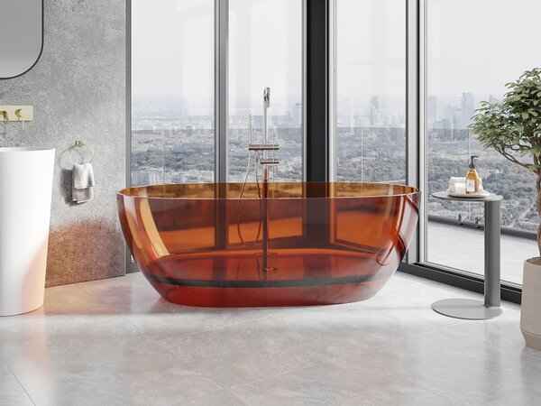 Mexen Pure Earth voľne stojaca vaňa transparentná 170 x 80 cm, zátka chróm - 58071708005