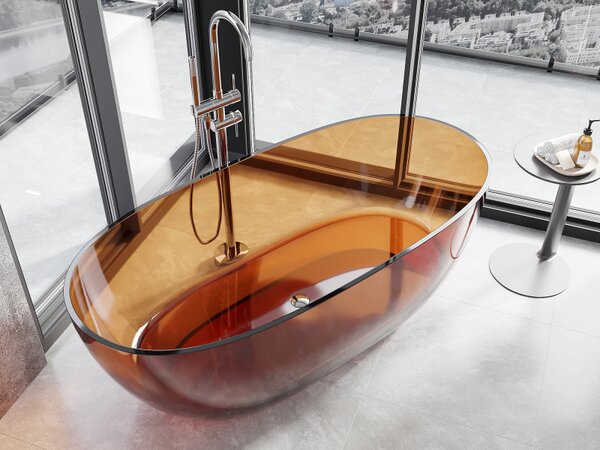Mexen Pure Earth voľne stojaca vaňa transparentná 170 x 80 cm, zátka chróm - 58071708005