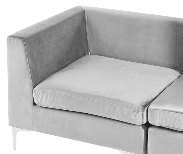 Modulárna pohovka sivá zamatová 2-miestna strieborné kovové nohy elegantný štýl