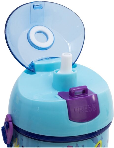 Plastová fľaša na pitie so slamkou a viečkom Stitch & Angel - 450 ml