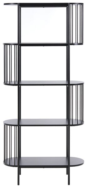 Knižnica so 4 policami čierna MDF 172 x 80 cm oválny tvar laminátová úprava moderný retro štýl obývacia izba kancelária