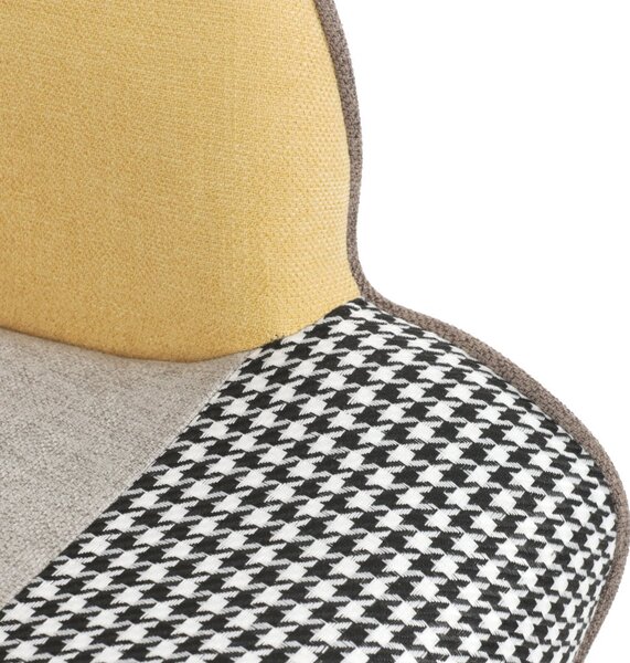 Relaxačné kreslo ušiak s taburetom ROYAL II — kov, látka, patchwork