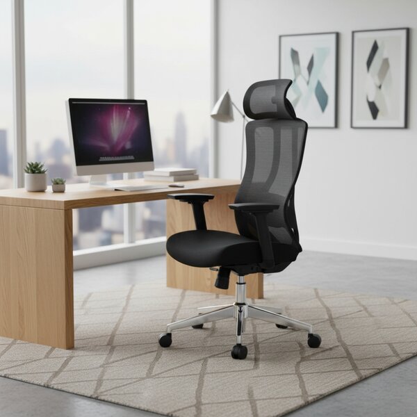 Kancelárska ergonomická stolička Neoseat TIYA — čierna, nosnosť 150 kg