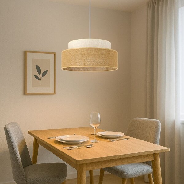 Luster na lanku BOHO 1xE27/60W/230V pr. 40 cm krémová/béžová