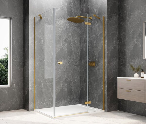 Polysan Polysan, GLOBE GOLD MATT obdĺžniková sprchová zástena 900x800mm, číre sklo, pravé, GB1090-3215RG