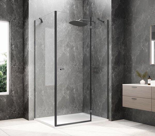 Polysan Polysan, GLOBE GUN METAL obdĺžniková sprchová zástena 900x800mm, číre sklo, pravé, GB1090-3215RGM