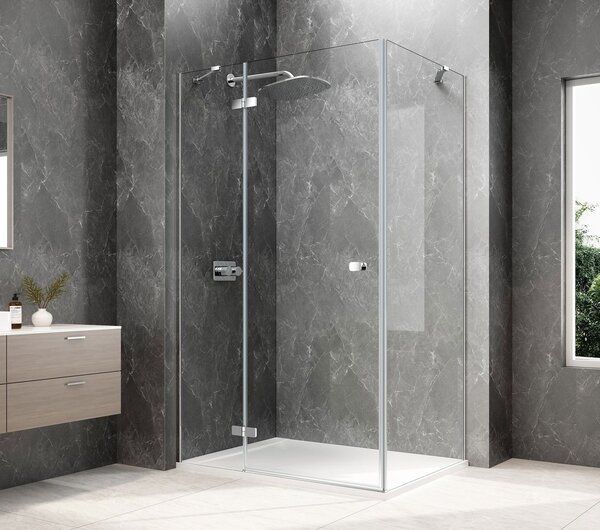 Polysan Polysan, GLOBE CHROME obdĺžniková sprchová zástena 900x800mm, číre sklo, ľavá, GB1090-3215LC