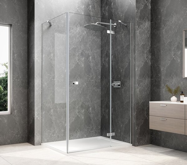 Polysan Polysan, GLOBE CHROME obdĺžniková sprchová zástena 900x800mm, číre sklo, pravé, GB1090-3215RC