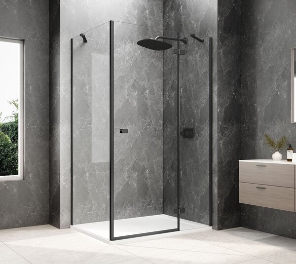 Polysan Polysan, GLOBE BLACK obdĺžniková sprchová zástena 900x800mm, číre sklo, pravé, GB1090-3215RB
