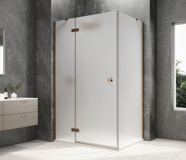 Polysan Polysan, GLOBE COPPER MATT obdĺžniková sprchová zástena 900x800mm, matné sklo, ľavá, GB1090-3215MLPG