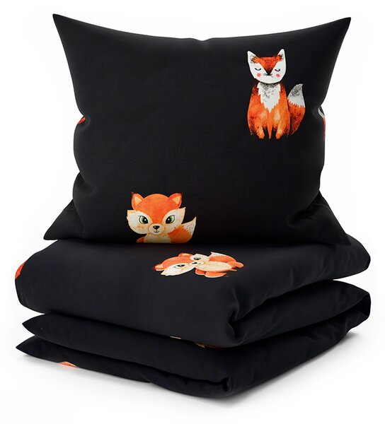 Obliečky z mikrovlákna FOXES čierne Rozmer obliečky: 2 ks 70 x 80 cm | 160 x 200 cm