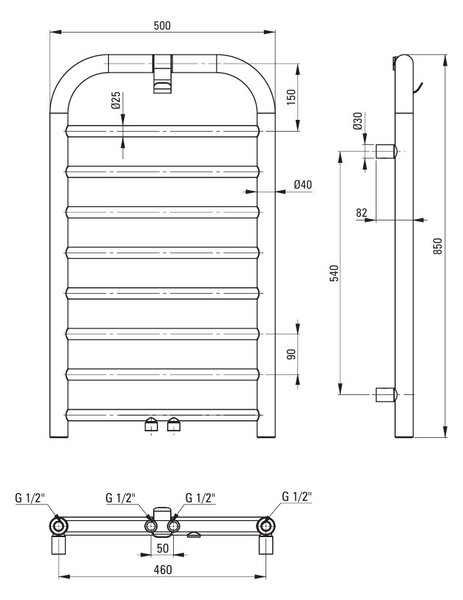 Deante Silia, vykurovacie teleso 850x500 mm, 335W, brúsený bronz, DEA-AGI_CG31