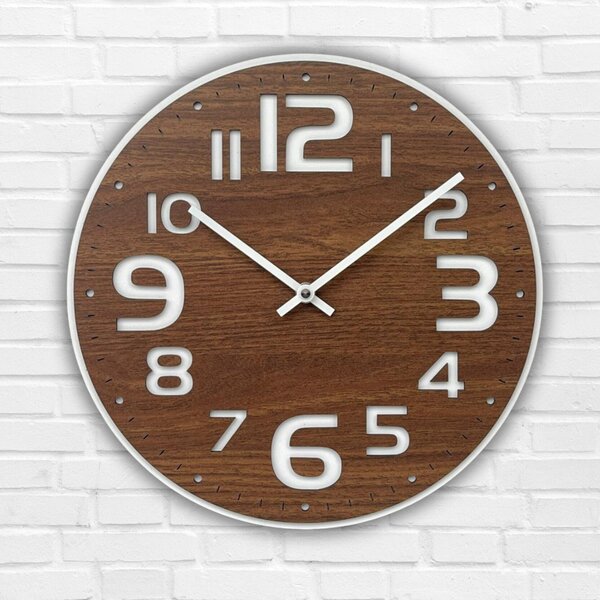 Karlsdesign.sk - Drevené nástenné hodiny - NUMBER H White - 30cm , Biela