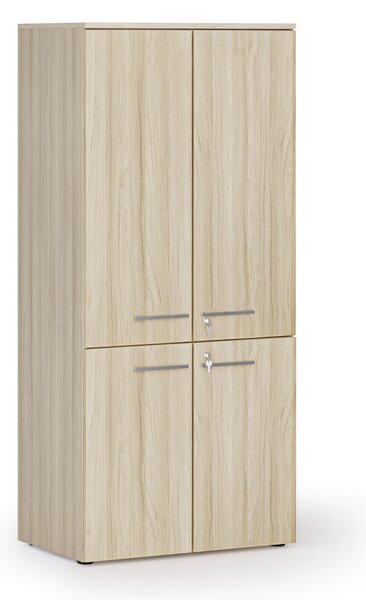 Kancelárska policová skriňa PRIMO WOOD, polené dvere, 800 x 500 x 1781 mm, dub prírodný