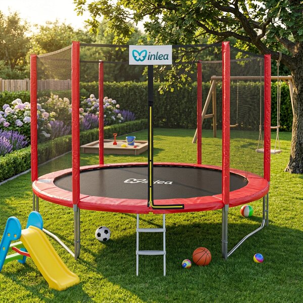 INLEA PREMIUM Jump Trampolína 305 cm s vonkajšou ochrannou sieťou - červená